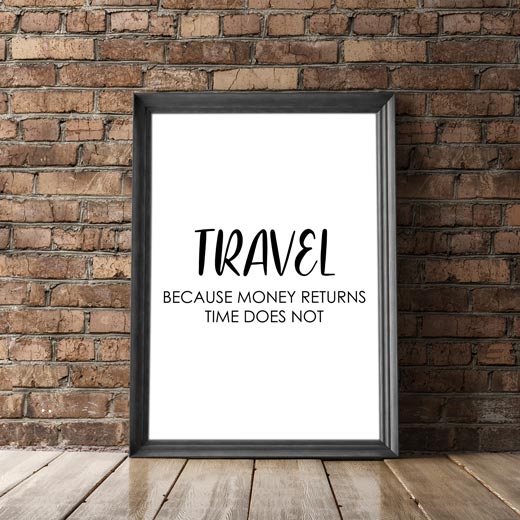 Travel Poster - "MONEY RETURNS TIME DOES NOT"-Poster-DIE WELTKARTE
