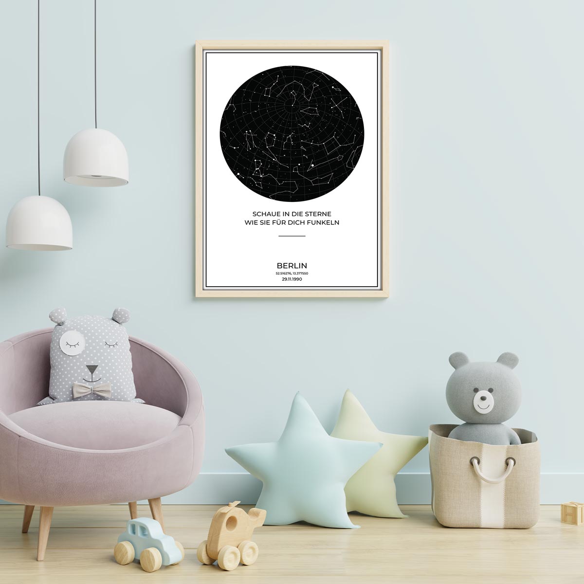 Sternenkarte Poster - PERSONALISIERBAR - Sternenhimmel als Geschenk für Weihnachten, Jahrestag, Geburt, Hochzeit - Weiss-Poster-DIE WELTKARTE