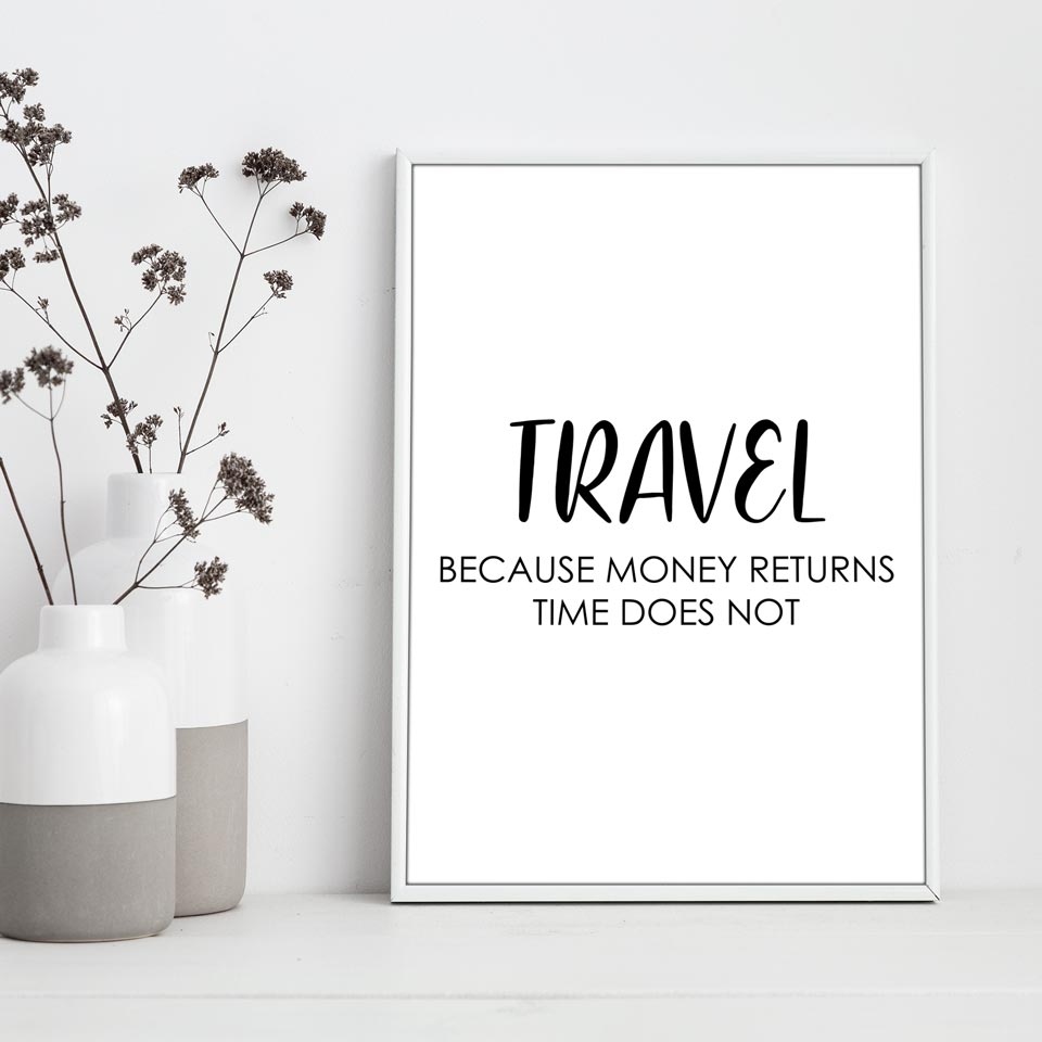 Travel Poster - "MONEY RETURNS TIME DOES NOT"-Poster-DIE WELTKARTE