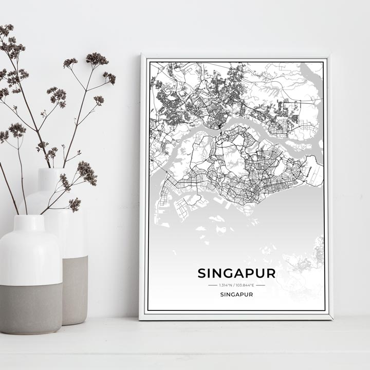 Stadt Poster - Singapur Kartenposter / City Map-Poster-DIE WELTKARTE