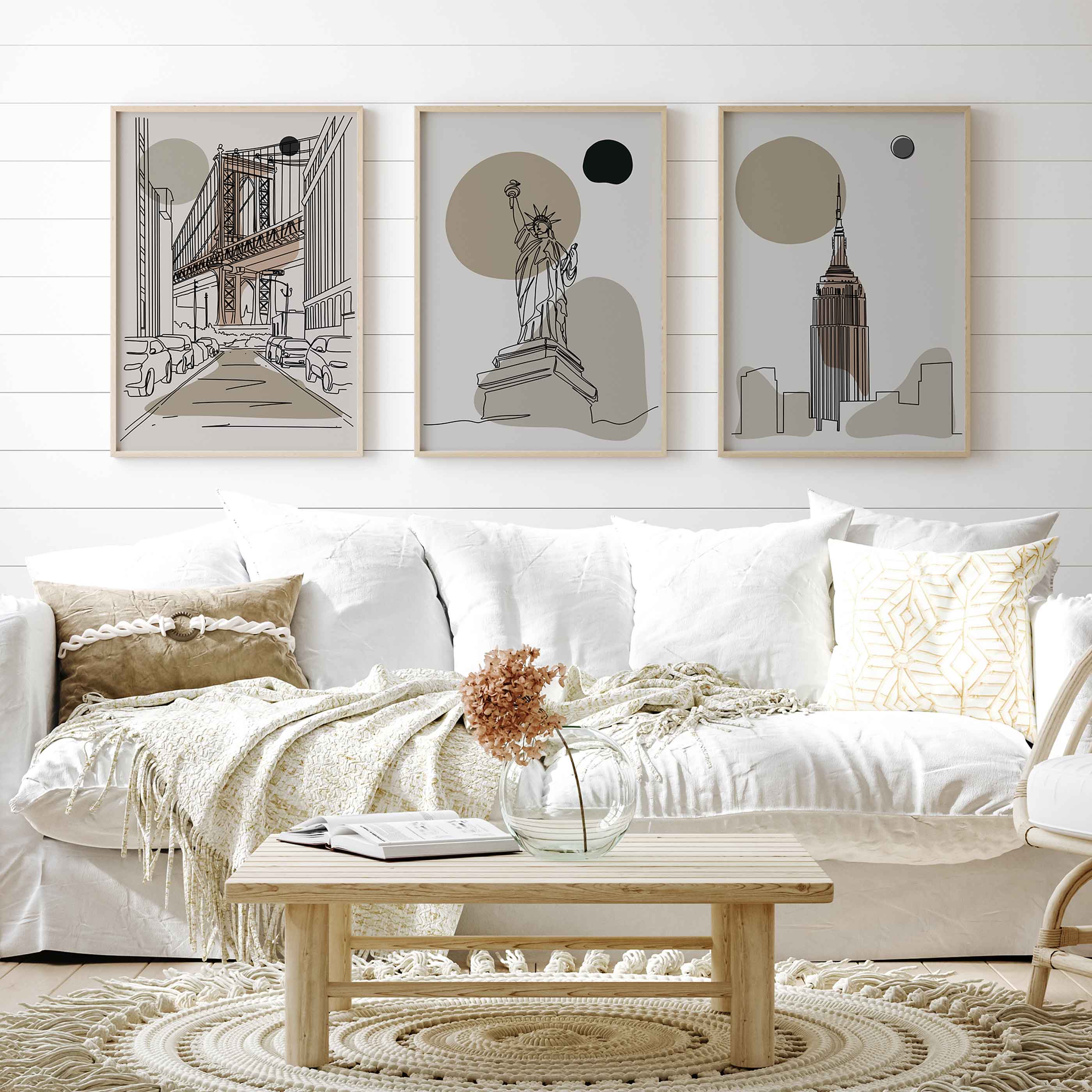 Poster New York City Brooklyn Bridge Line Art