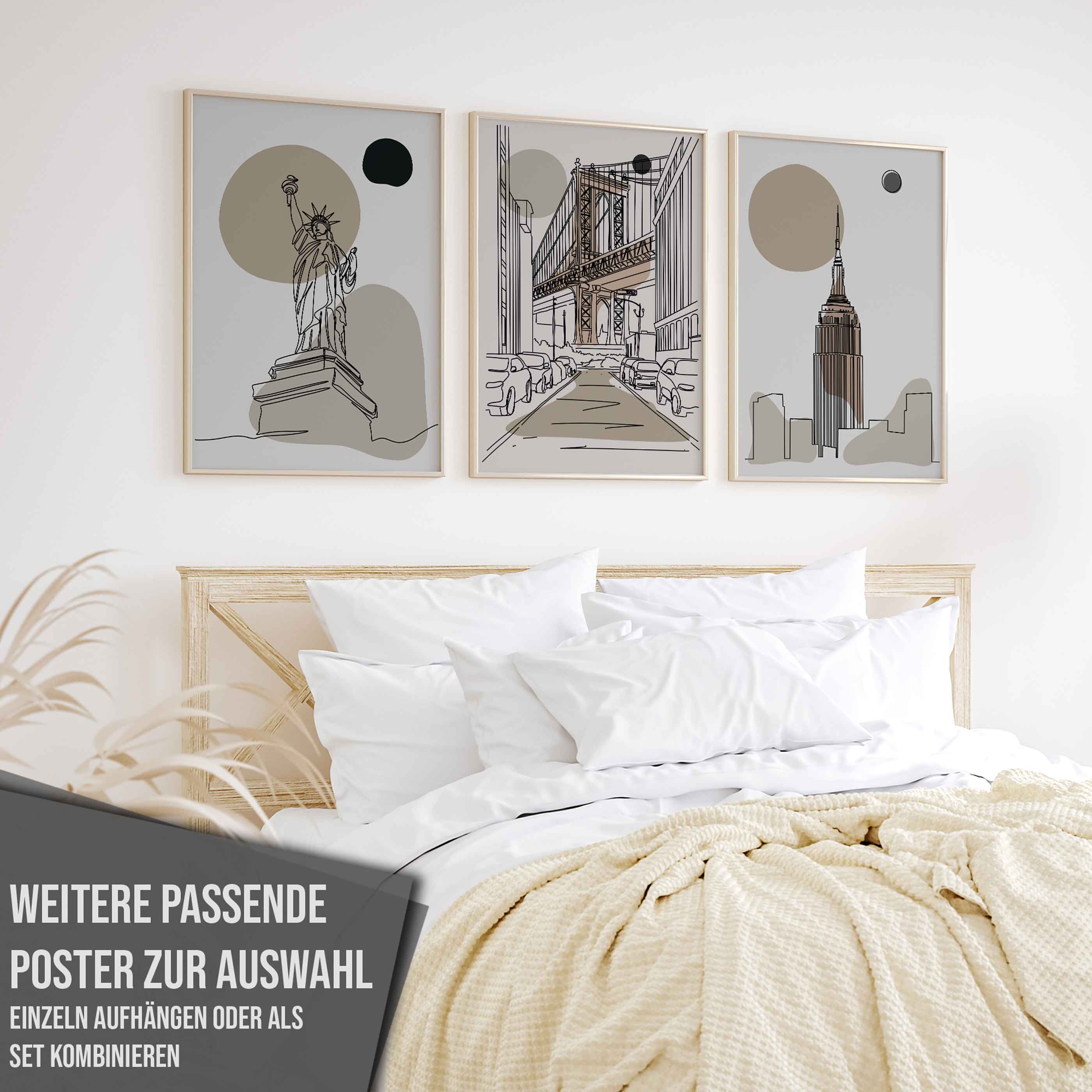 Poster New York City Brooklyn Bridge Line Art