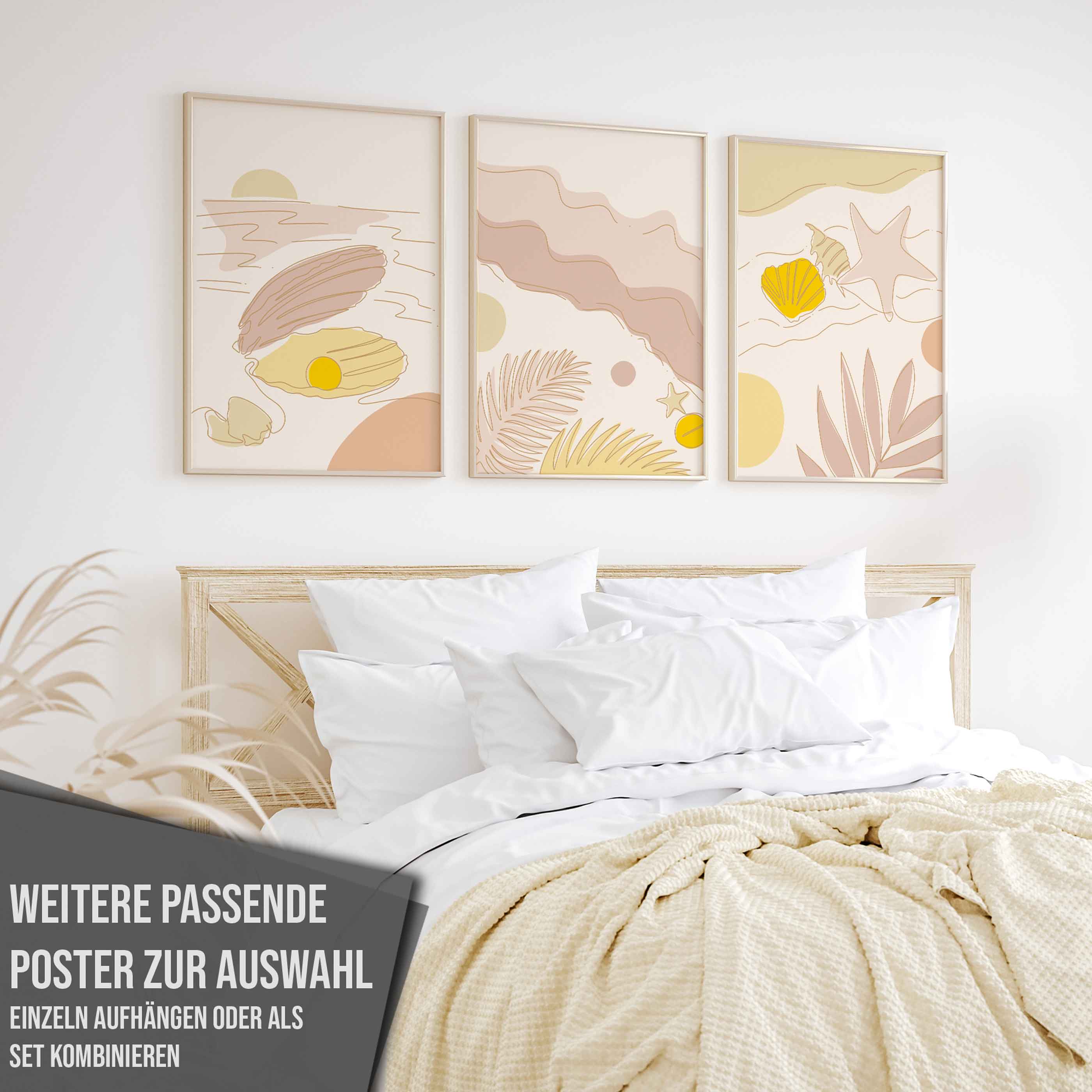 Poster Strand Seestern Line Art