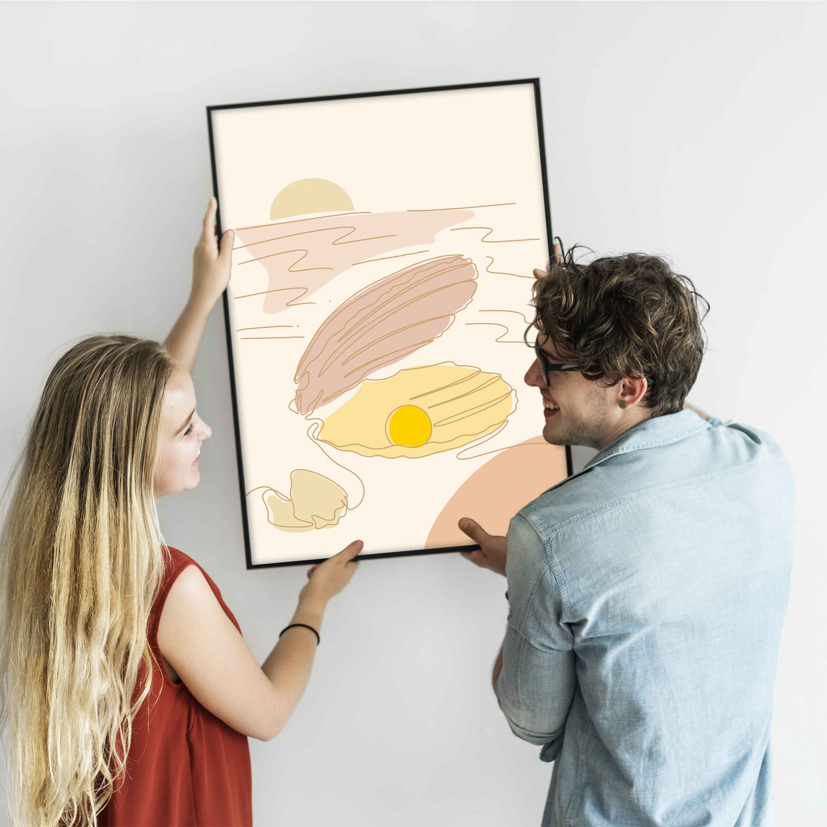 Poster Strand Muschel Line Art