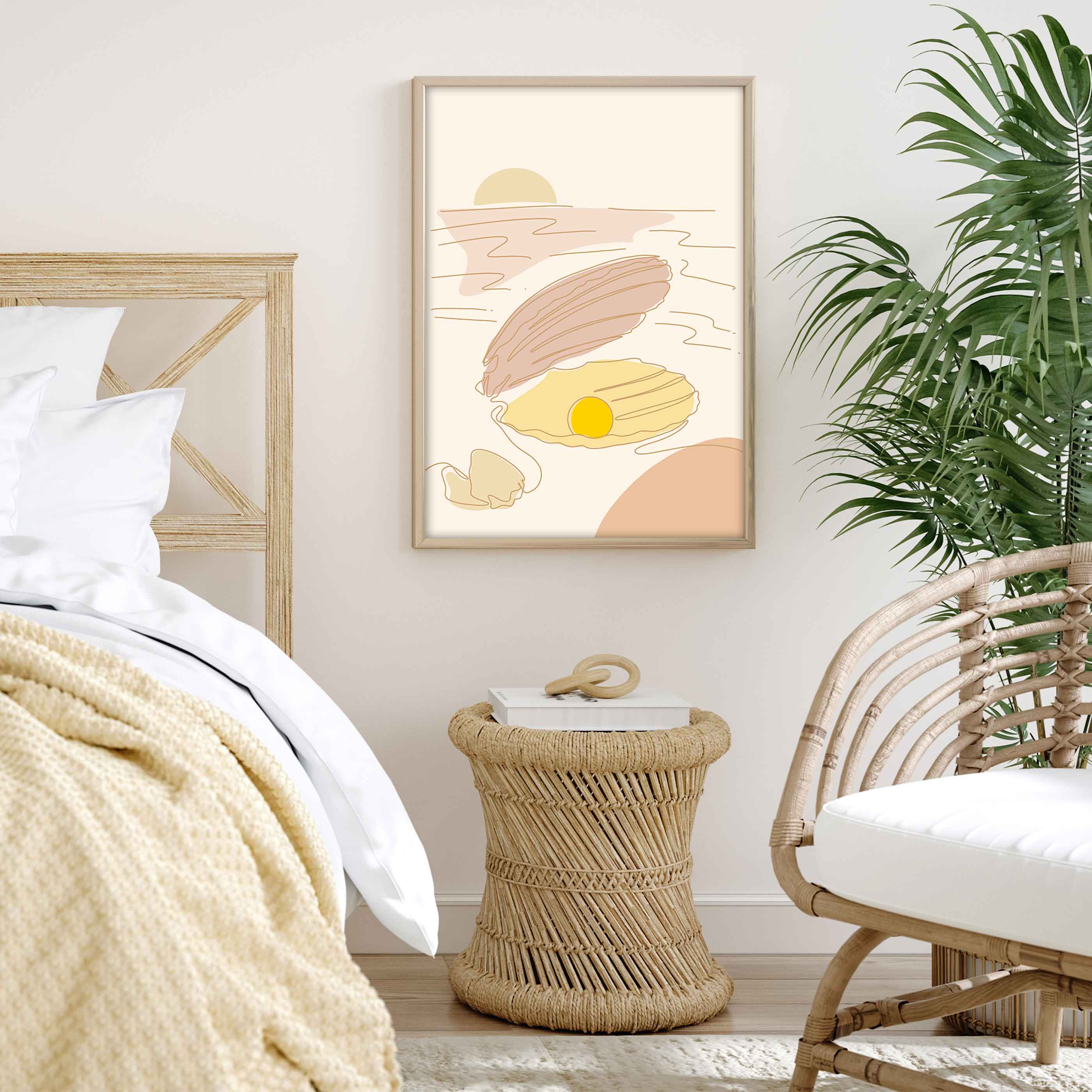 Poster Strand Muschel Line Art