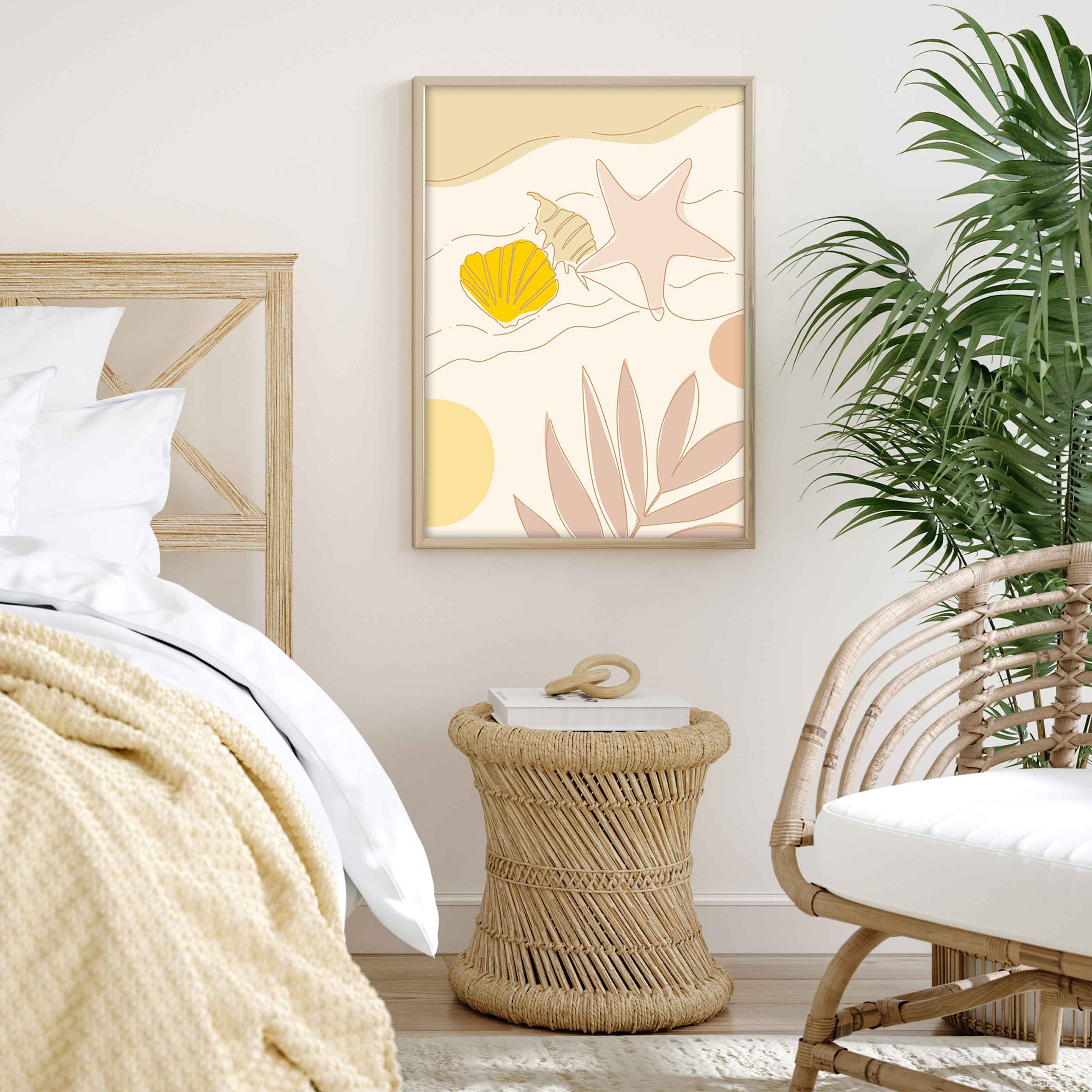 Poster Strand Seestern Line Art