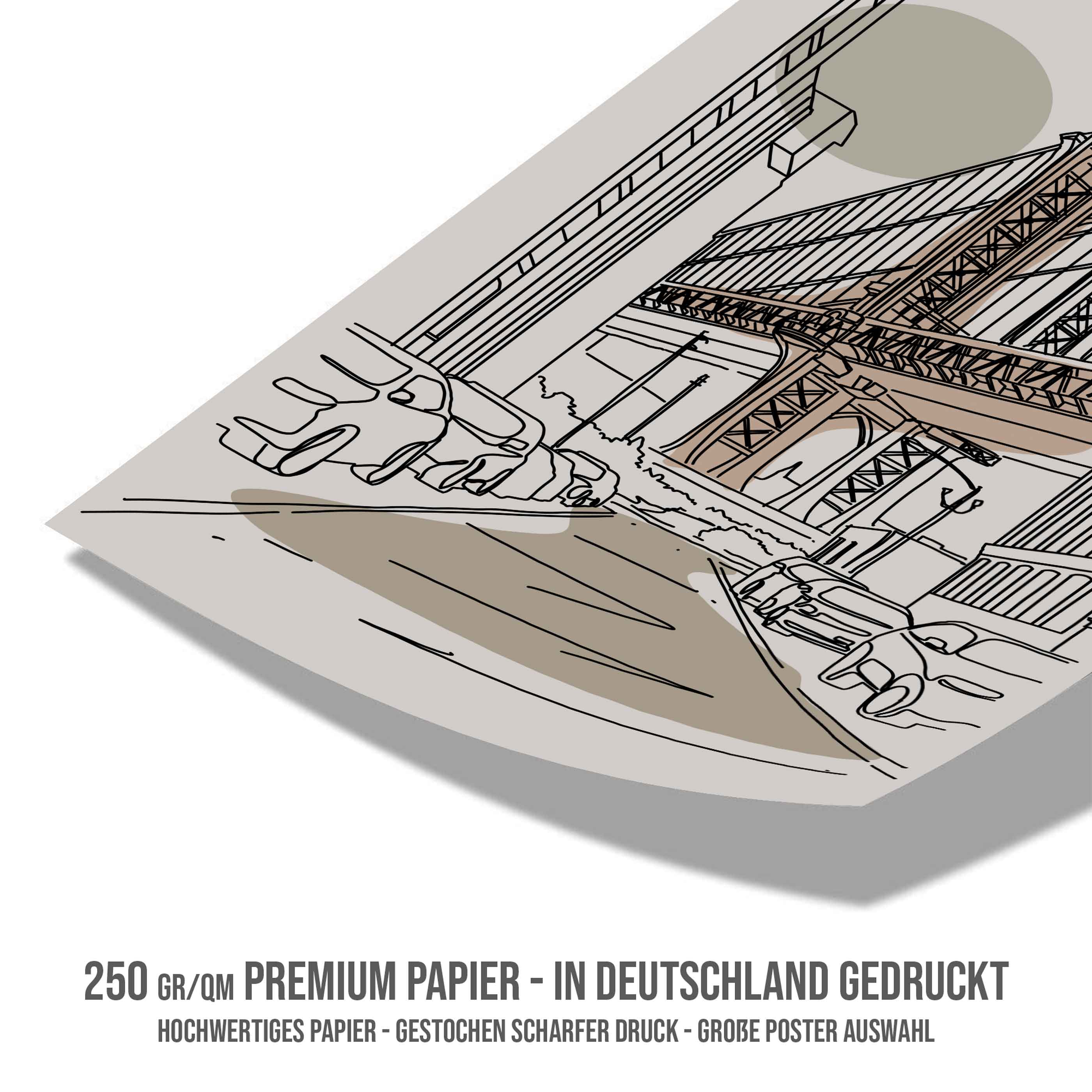 Poster New York City Brooklyn Bridge Line Art