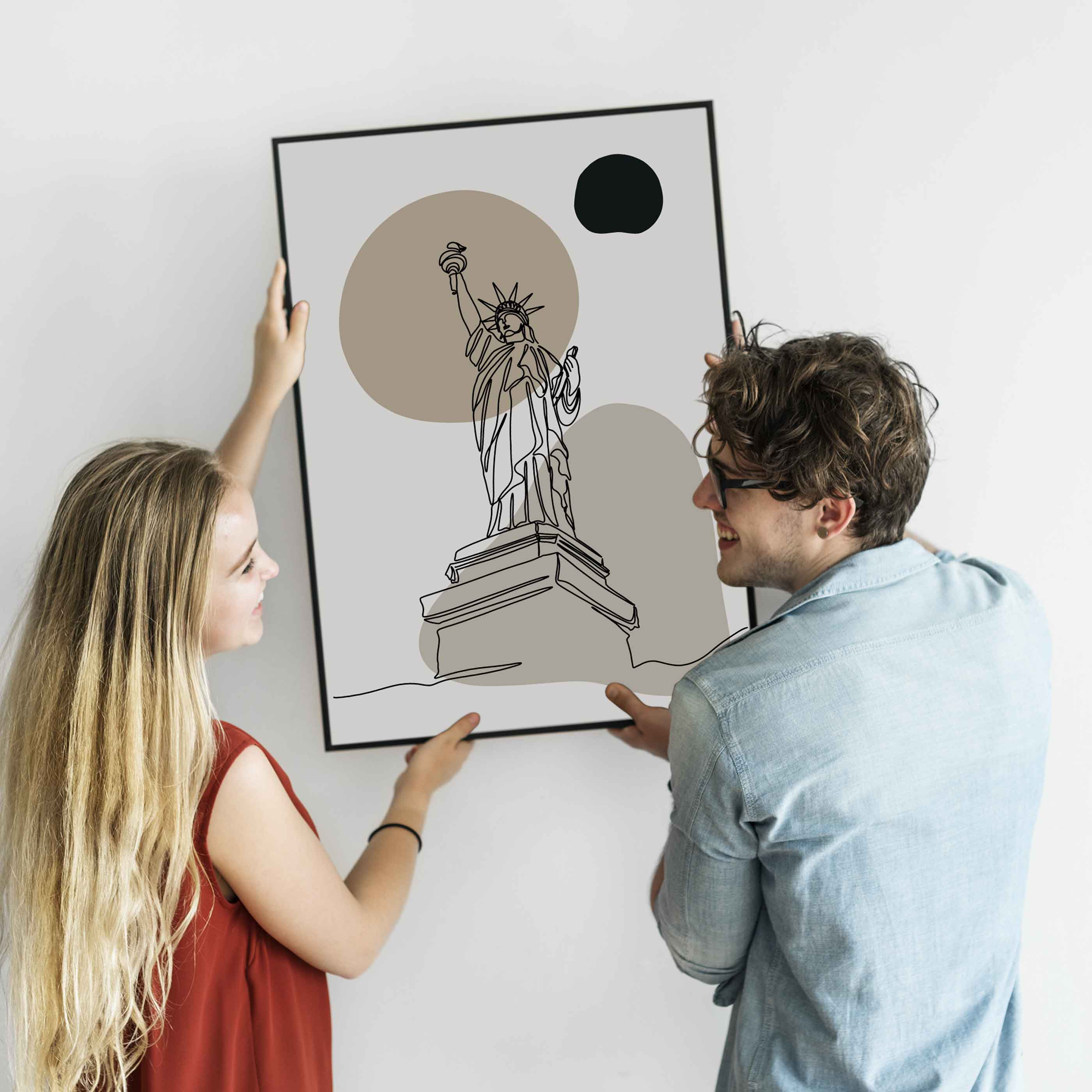 Poster New York City Freiheitsstatue Line Art