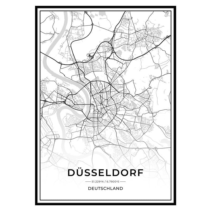 Stadt Karten Poster - Düsseldorf