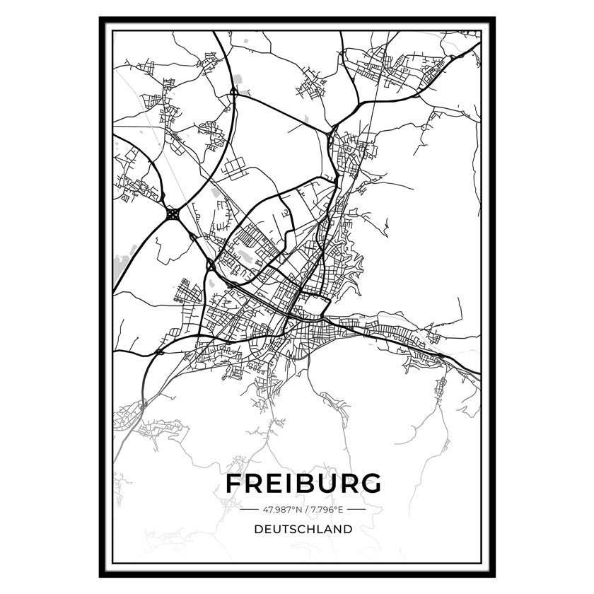 Stadt Karten Poster - Freiburg