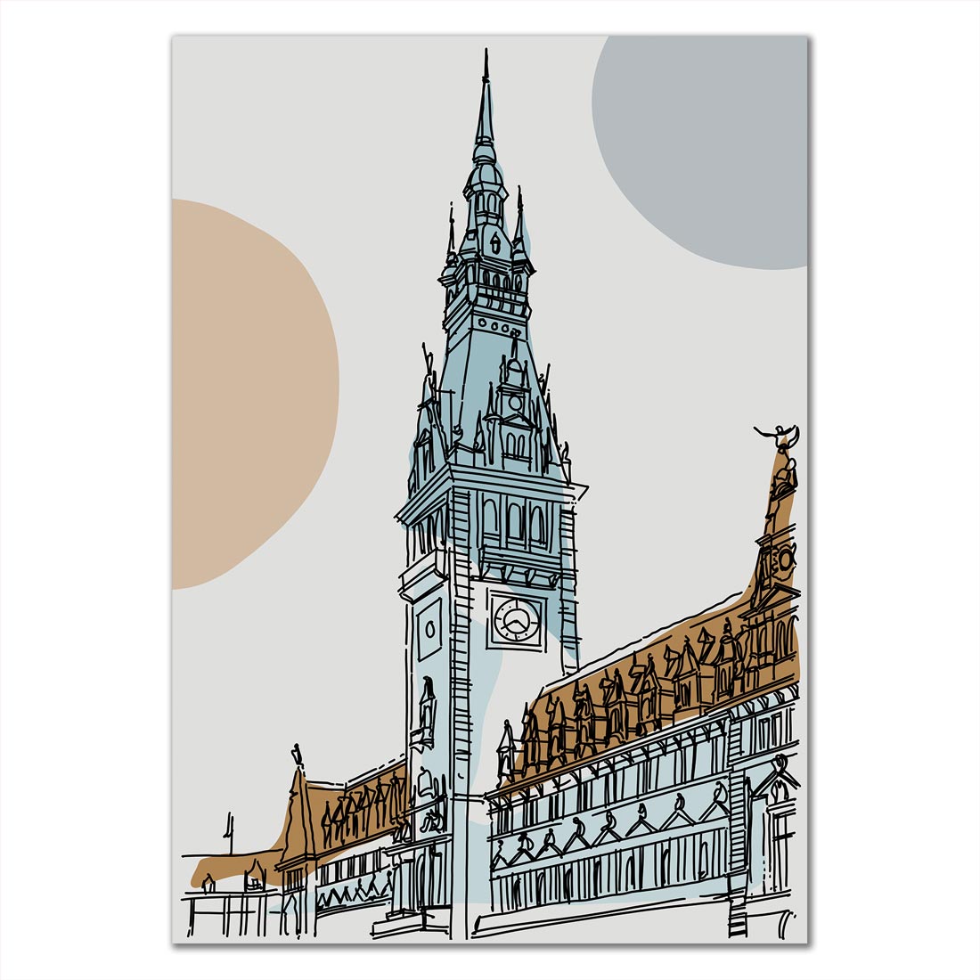 Poster Hamburg Rathaus Line Art