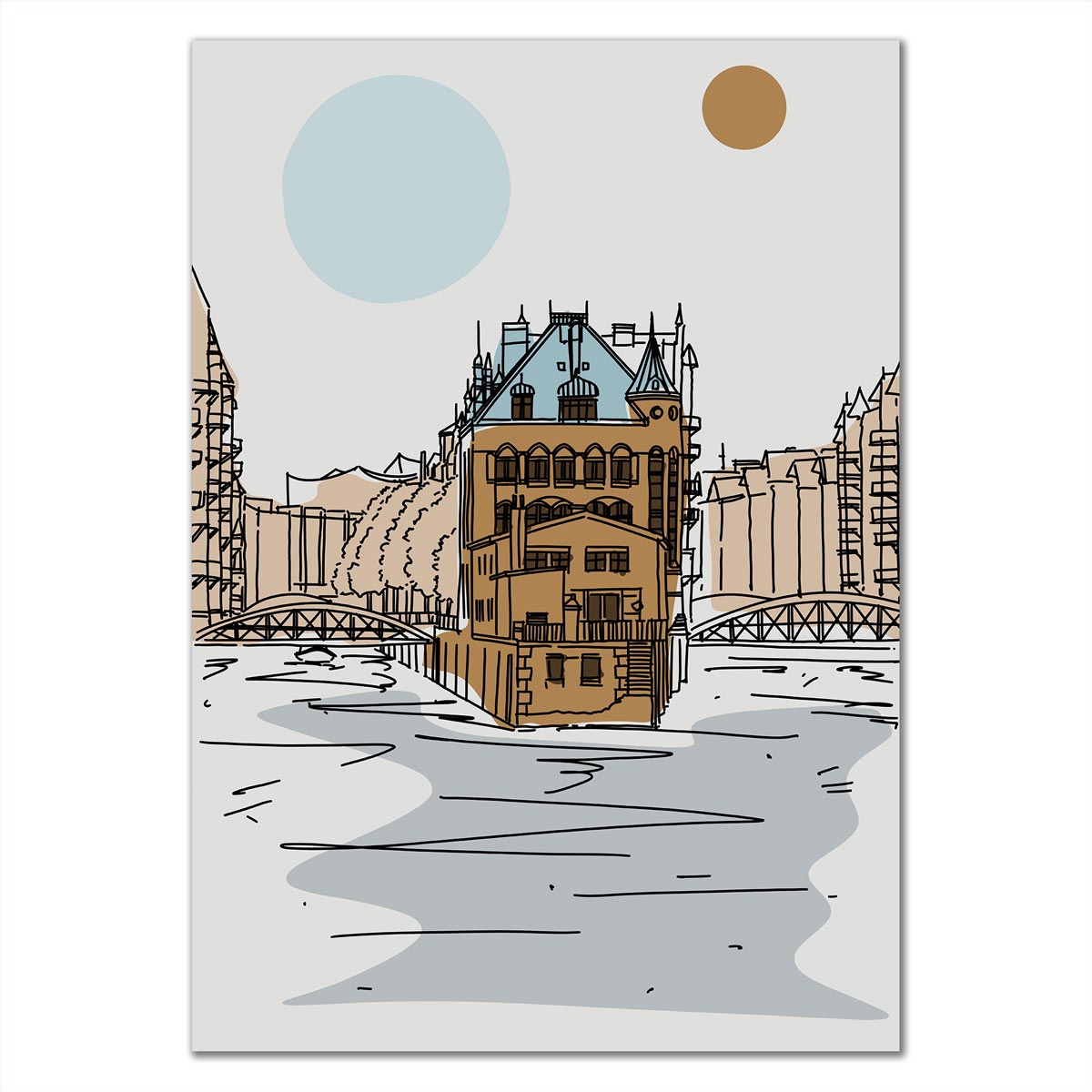 Poster Hamburg Speicherstadt Line Art