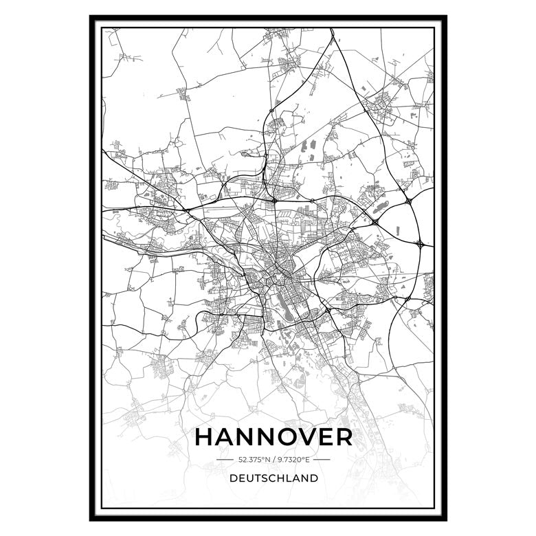 Stadt Karten Poster - Hannover