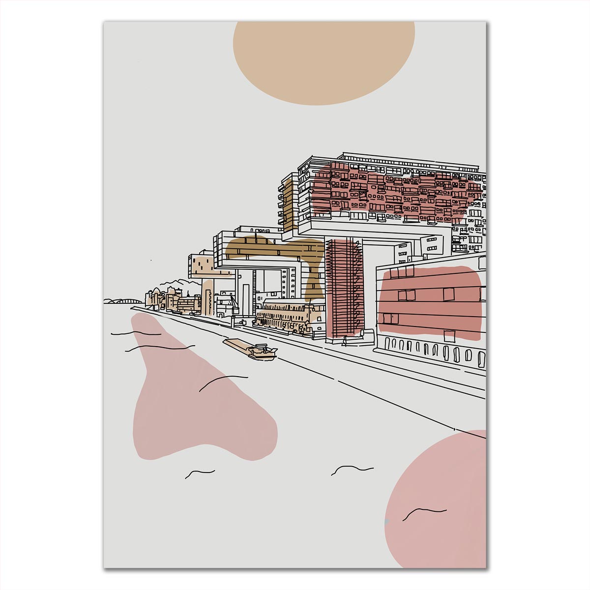 Poster Köln Kranhäuser Line Art