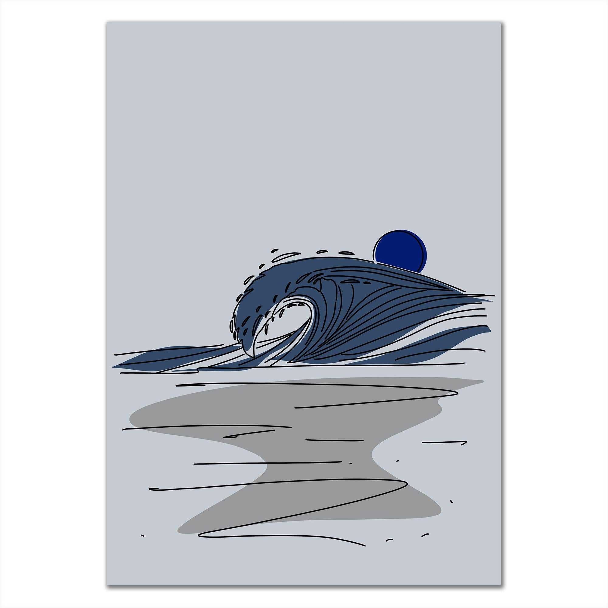 Poster Ozean Welle Line Art