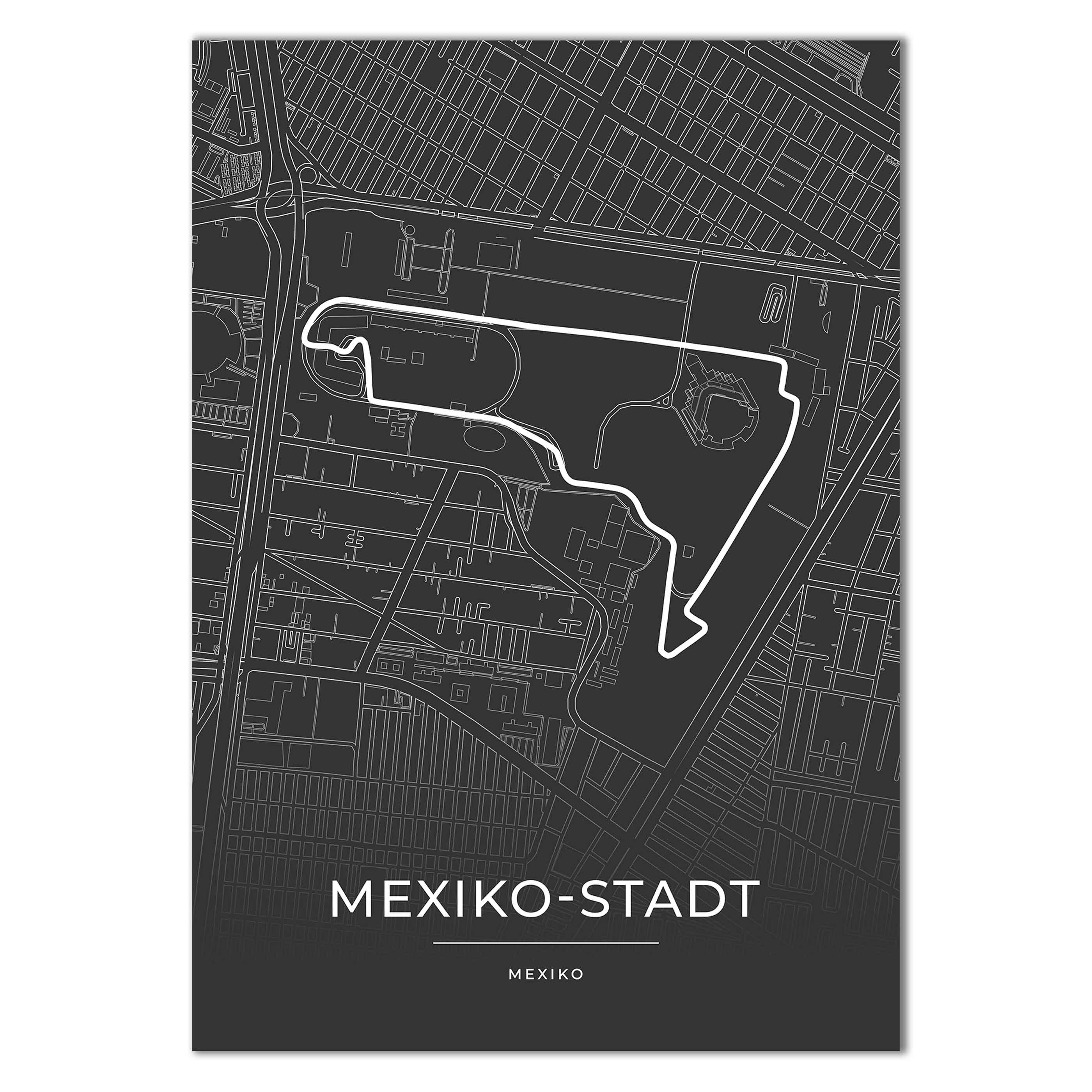 Rennstrecke Poster - Mexiko Stadt - Motorsport Karte