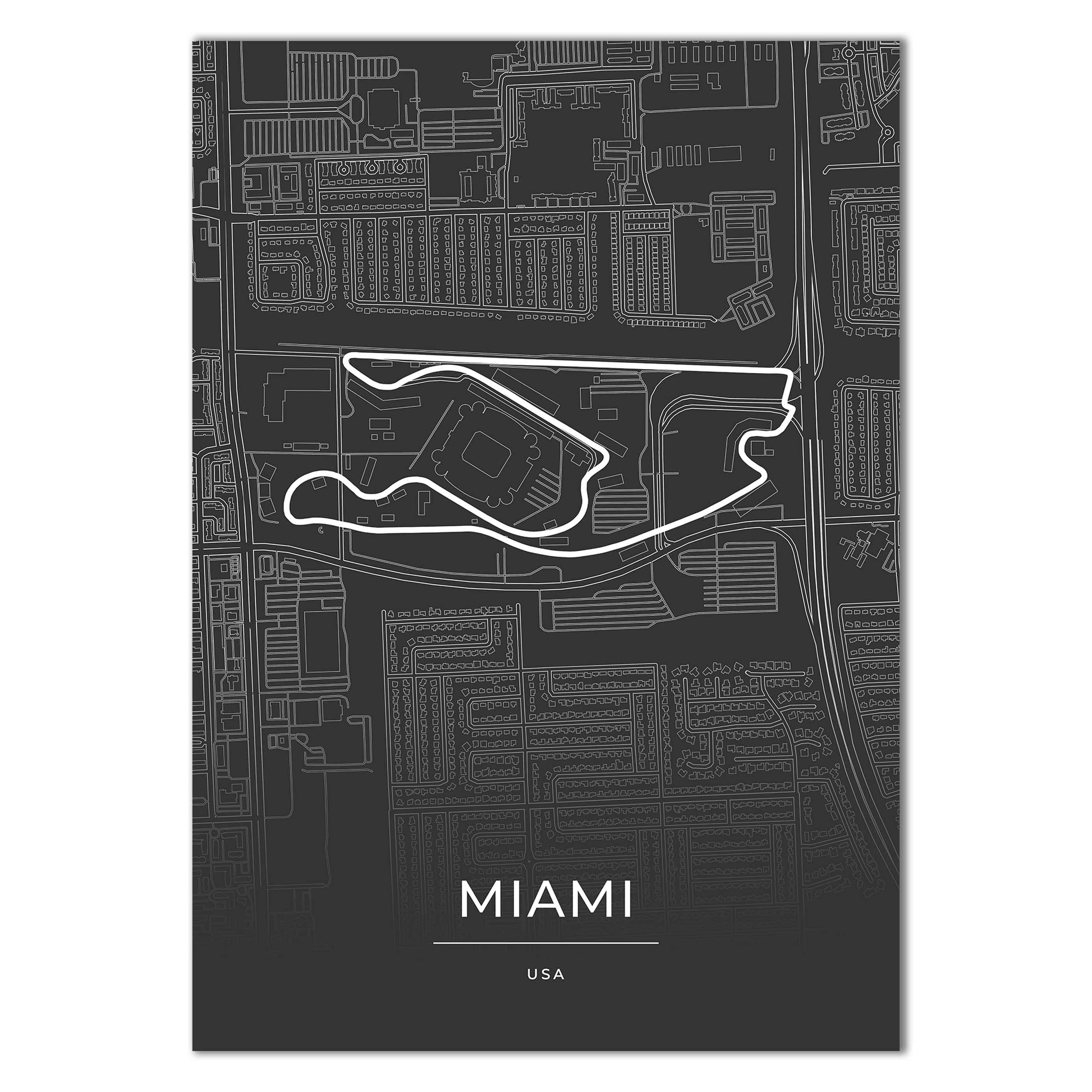 Rennstrecke Poster - Miami - Motorsport Karte