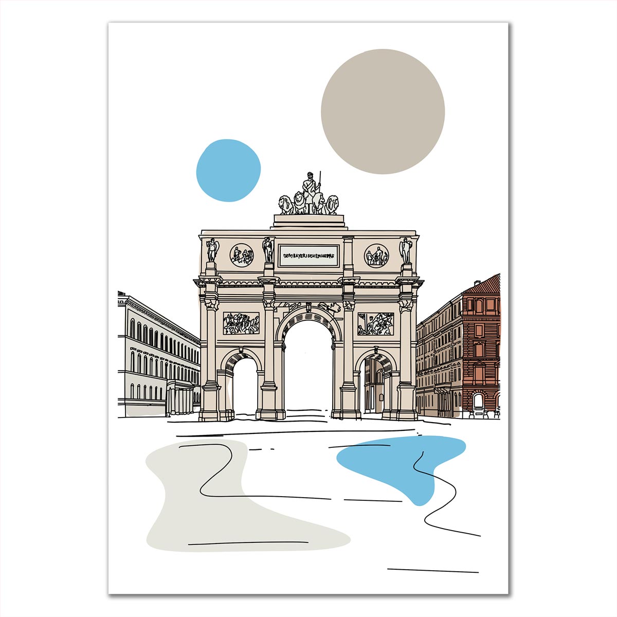 Poster München Siegestor Line Art