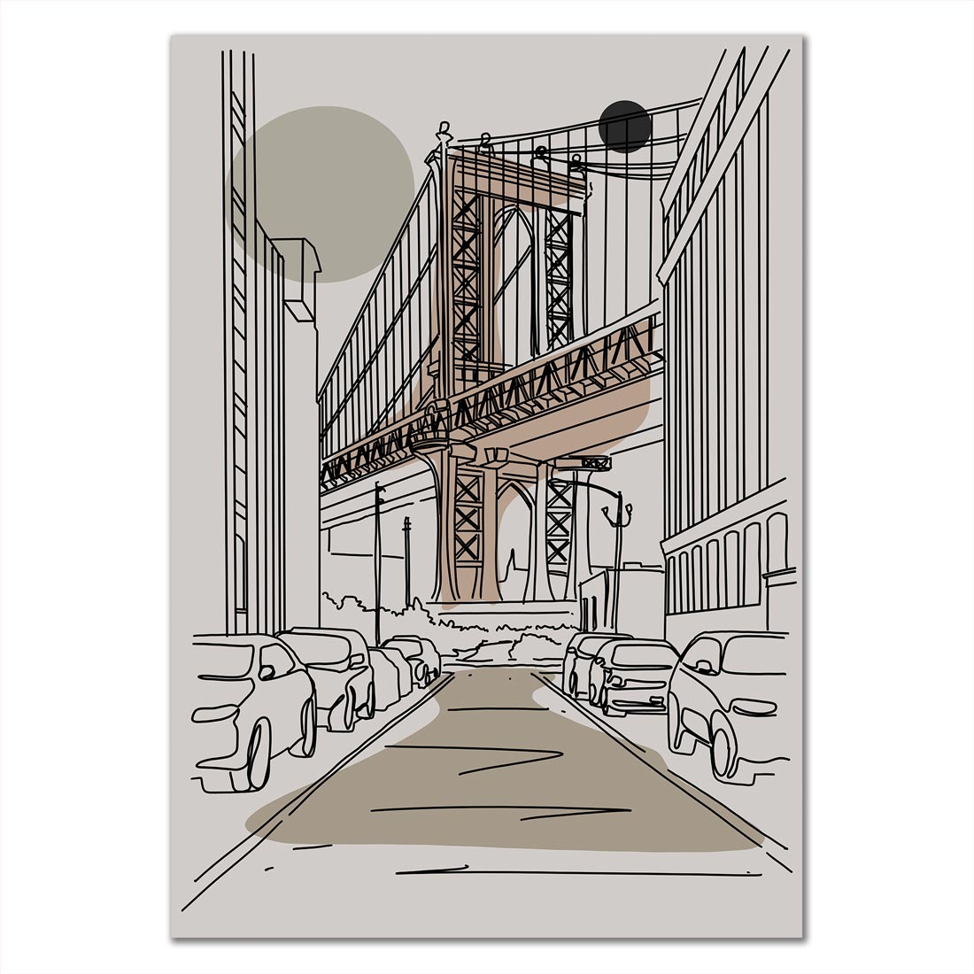 Poster New York City Brooklyn Bridge Line Art