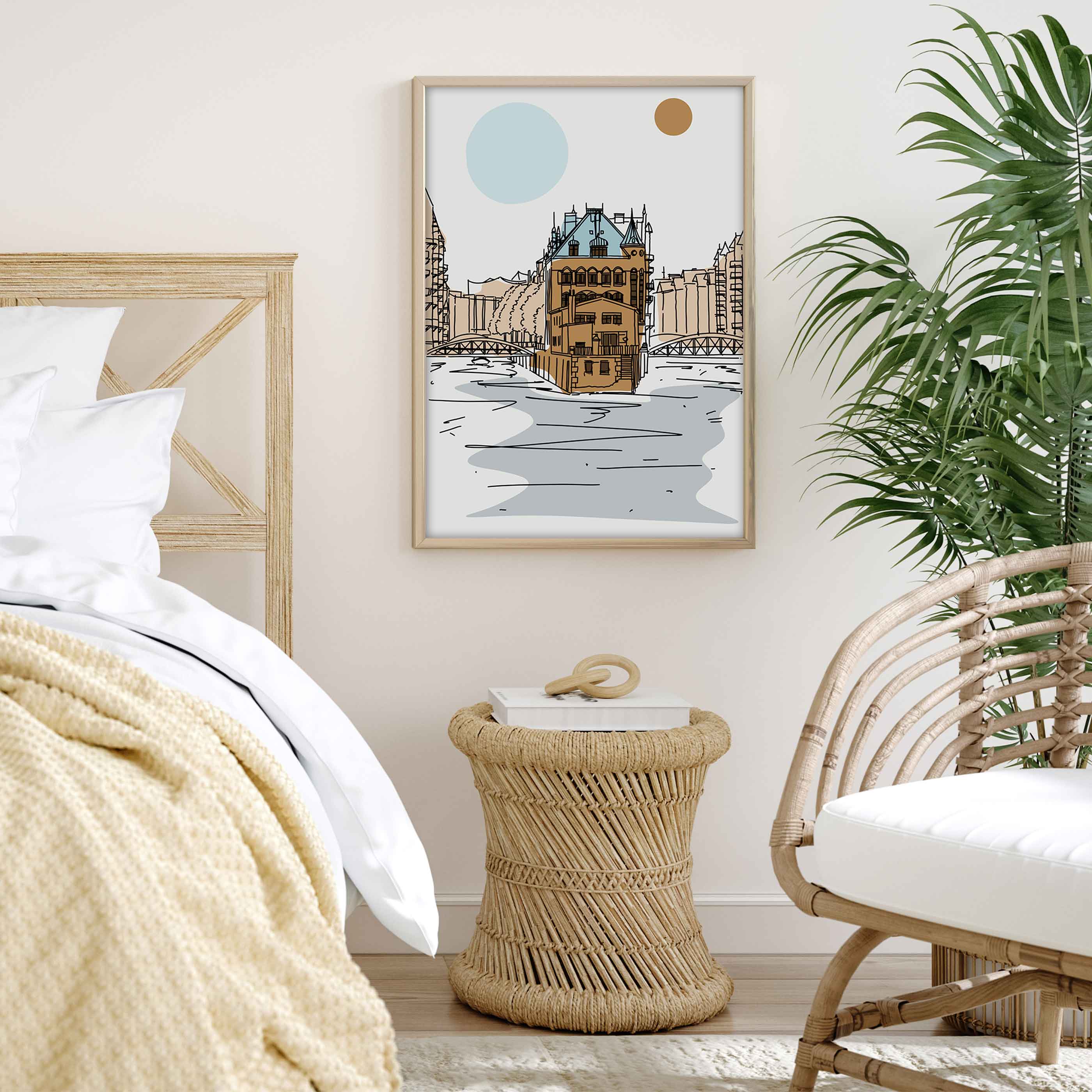 Poster Hamburg Speicherstadt Line Art