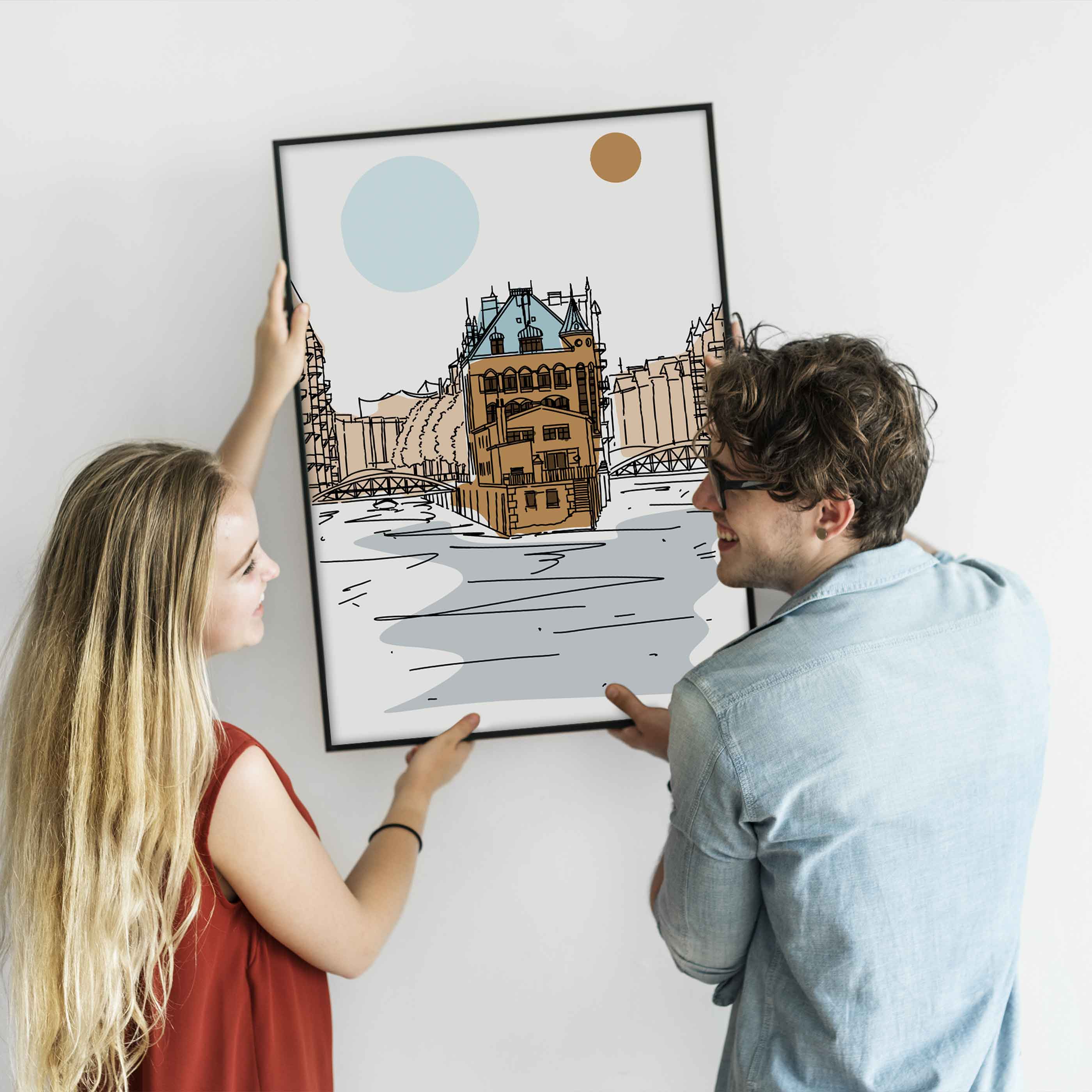 Poster Hamburg Speicherstadt Line Art