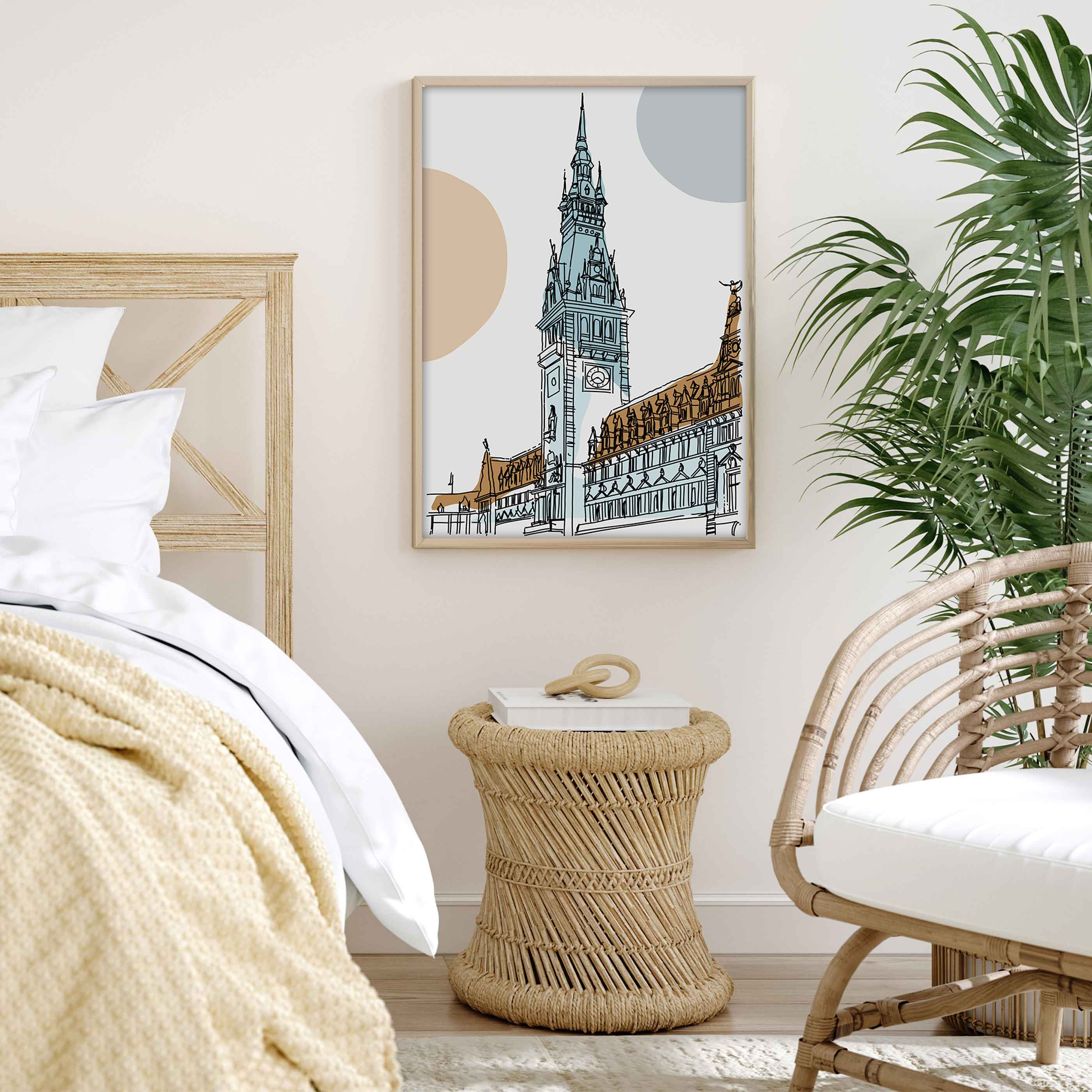 Poster Hamburg Rathaus Line Art