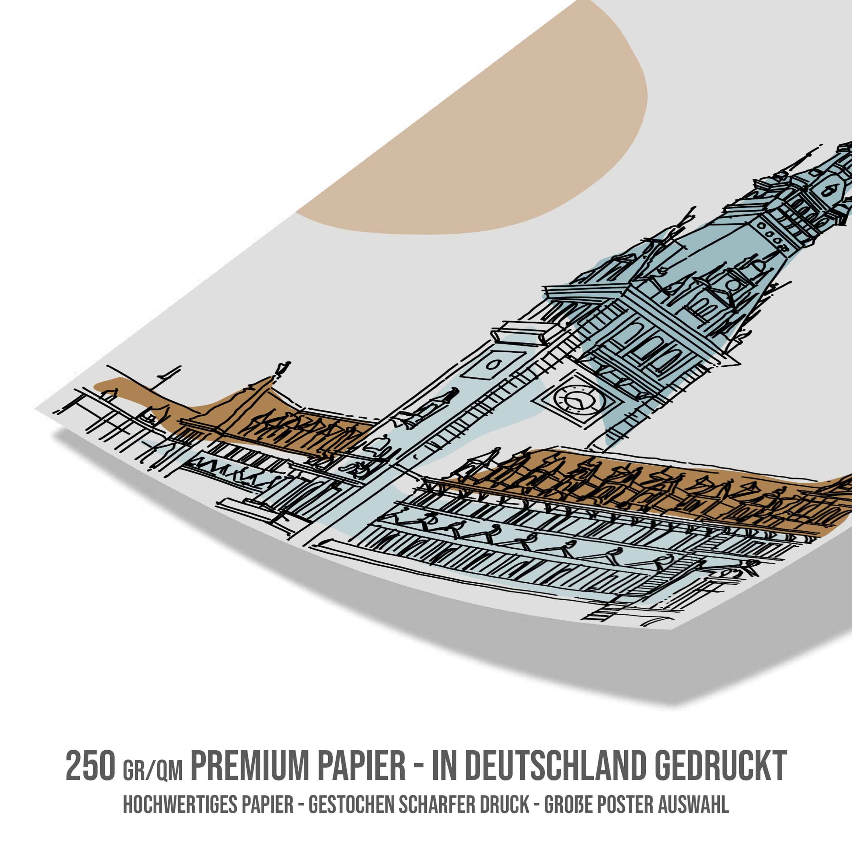 Poster Hamburg Rathaus Line Art