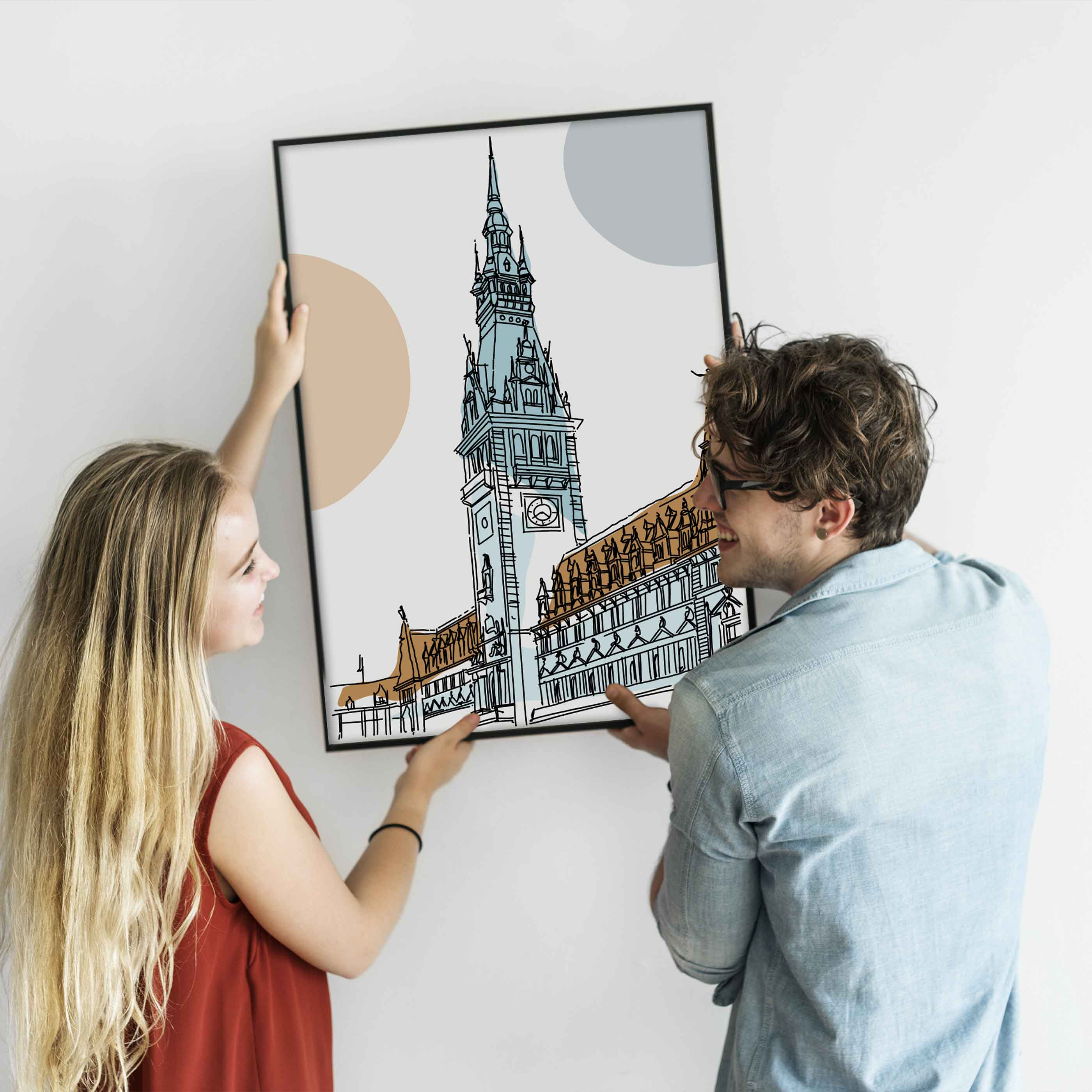 Poster Hamburg Rathaus Line Art
