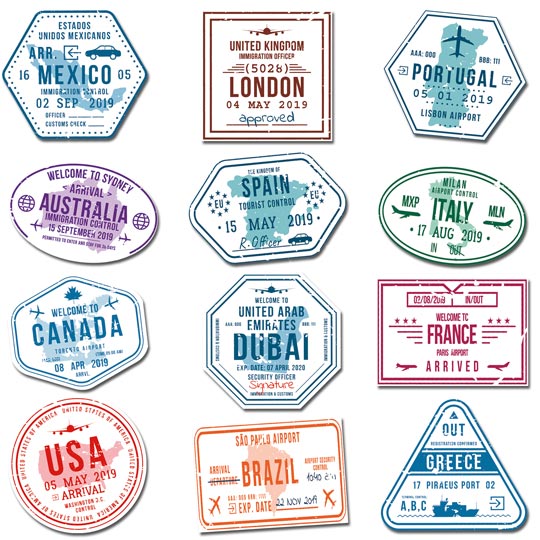 Magnet Set - Passport Stempel - 12er Set-Magnete-DIE WELTKARTE