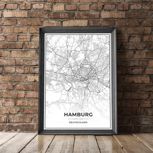 Stadt Poster - Hamburg Kartenposter / City Map-Poster-DIE WELTKARTE