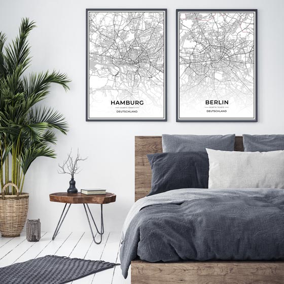 Stadt Poster - Hamburg Kartenposter / City Map-Poster-DIE WELTKARTE