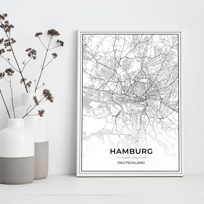 Stadt Poster - Hamburg Kartenposter / City Map-Poster-DIE WELTKARTE