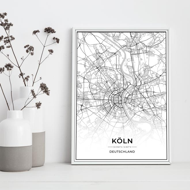 Stadt Poster - Köln Kartenposter / City Map-Poster-DIE WELTKARTE
