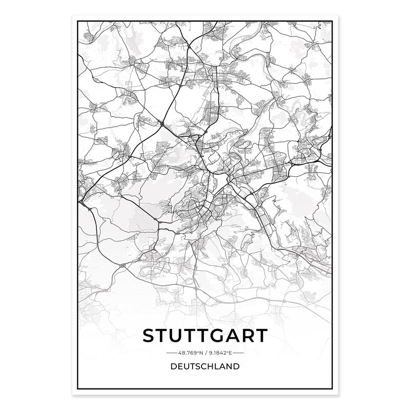 Stadt Karten Poster - Stuttgart