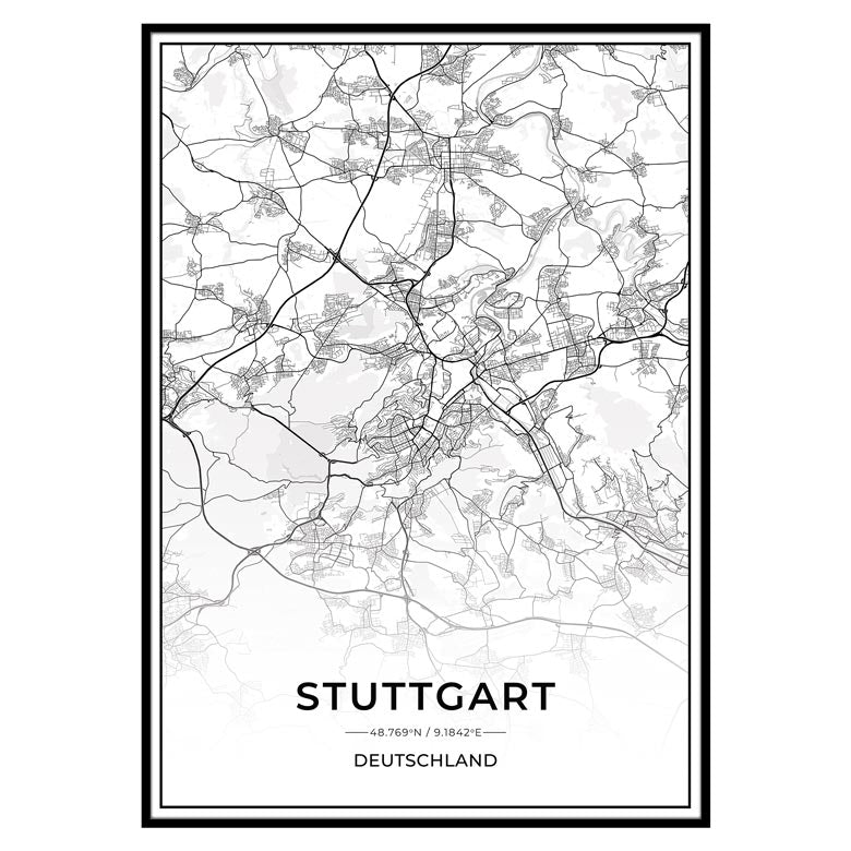 Stadt Karten Poster - Stuttgart