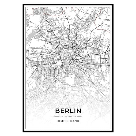 Berlin Poster - Berlin Stadtplan Poster City Map-Poster