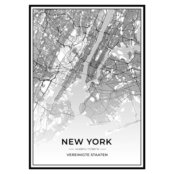 Stadt Poster - New York Kartenposter / City Map-Poster-DIE WELTKARTE