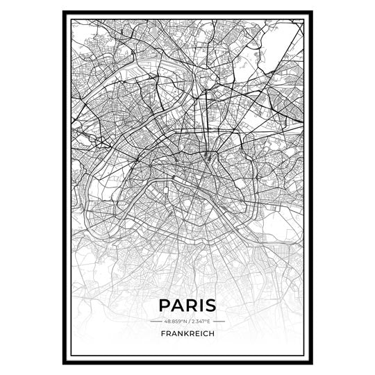 Stadt Poster - Paris Kartenposter / City Map-Poster-DIE WELTKARTE