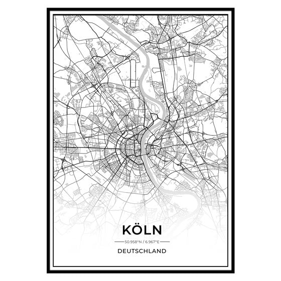 Stadt Poster Köln-Poster City Map-Poster Stadtplan