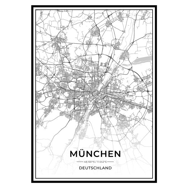 Stadt Poster - München Kartenposter / City Map-Poster-DIE WELTKARTE