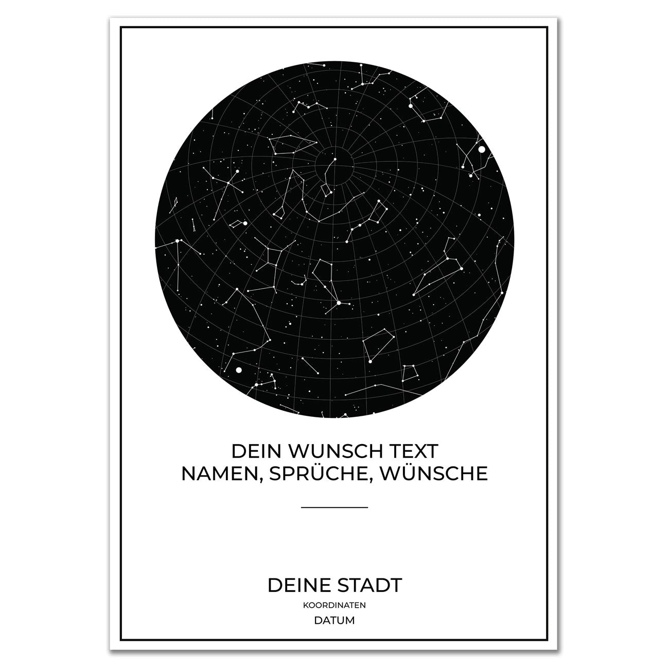 Sternenkarte Poster - Sternenhimmel - Weiss