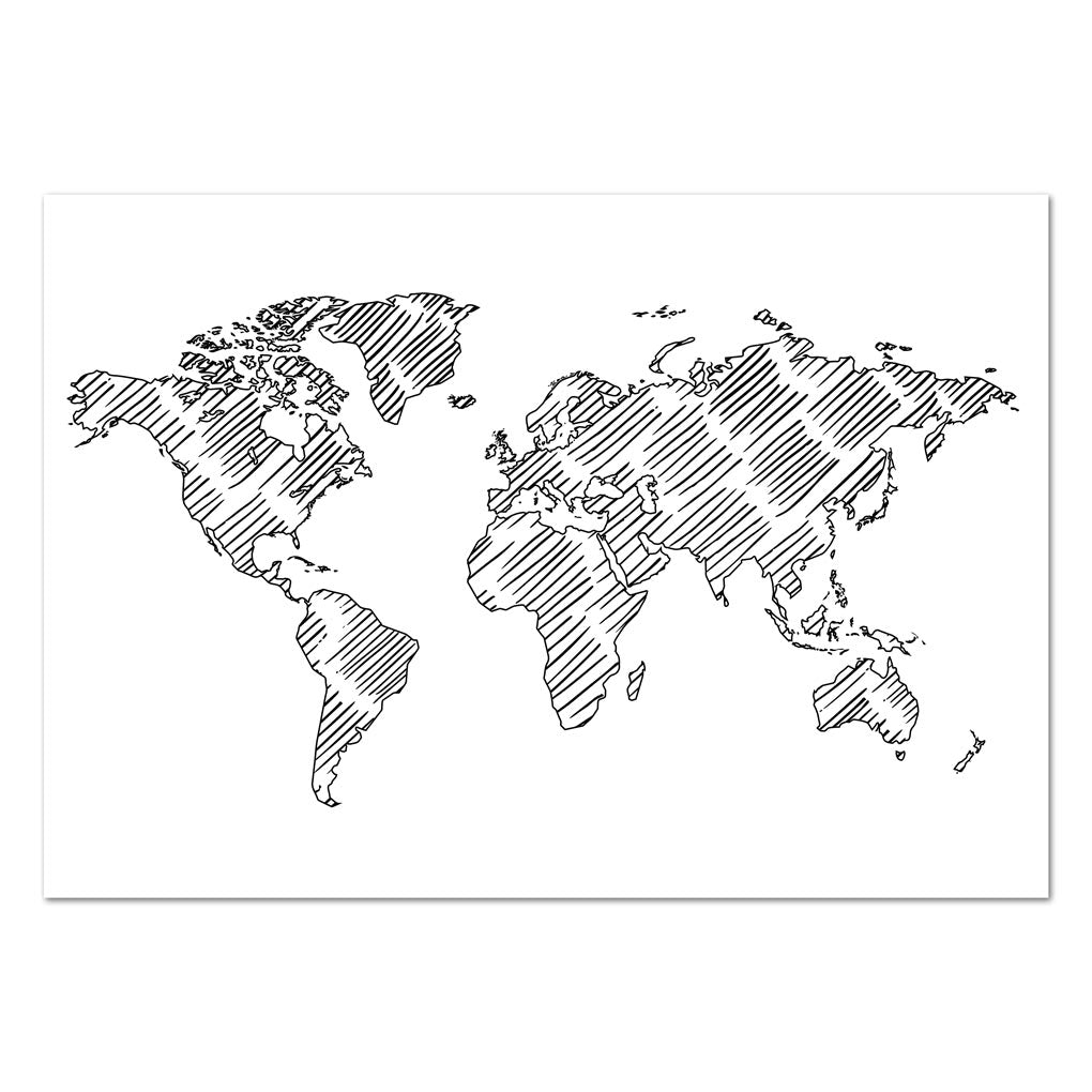 Weltkarte Poster - Black Line