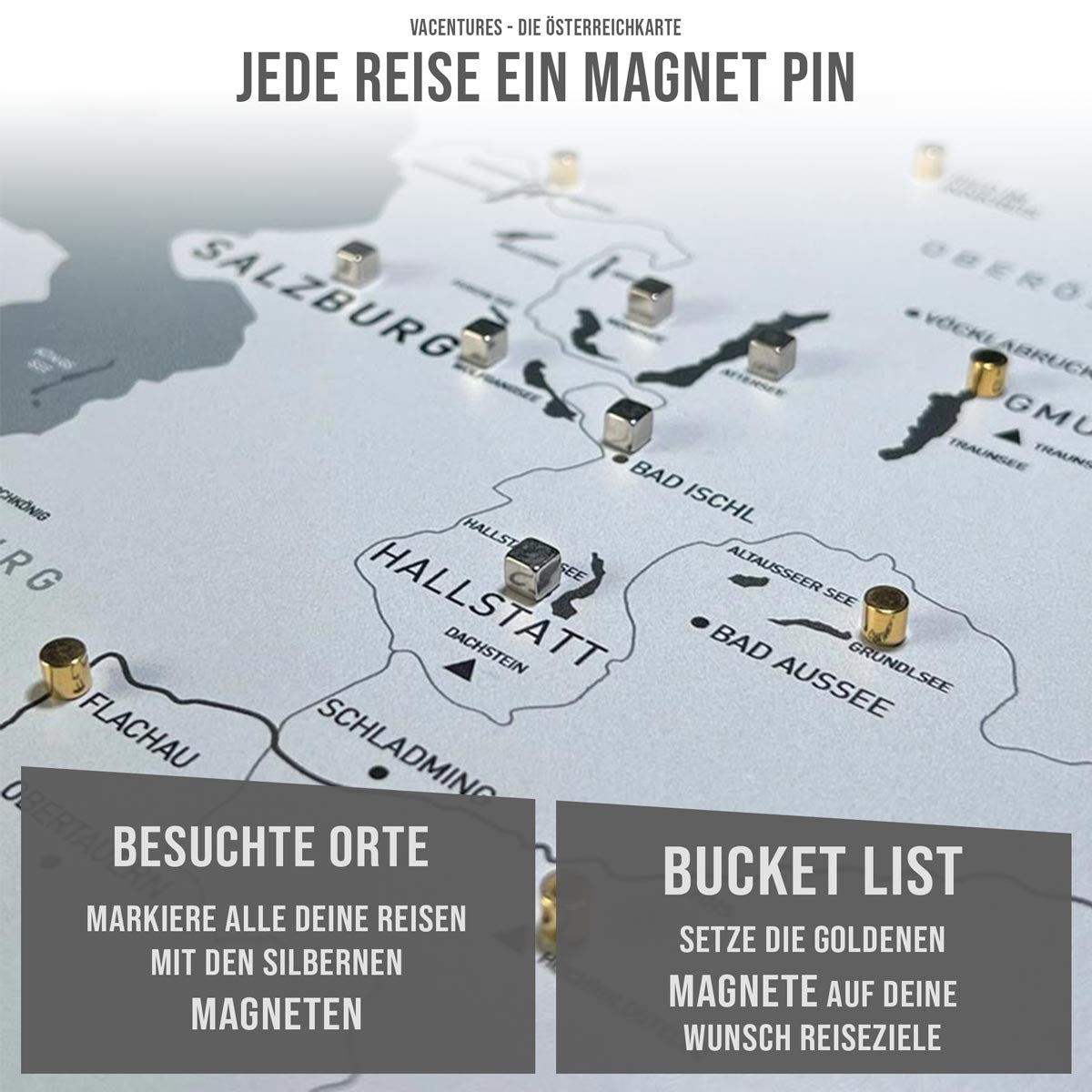 Die magnetische Österreichkarte - inkl. Magnet Pins