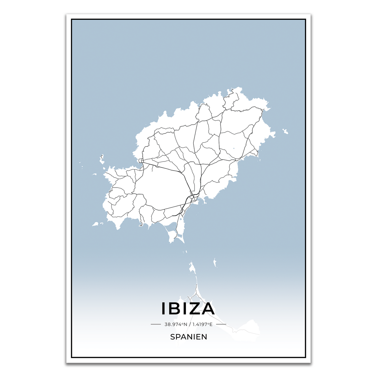 Vacentures Poster Mappa Di Sylt - Bianco E Nero, 50x70 Cm - Decorazione Murale Minimalista Per Soggiorno, Camera, Ufficio