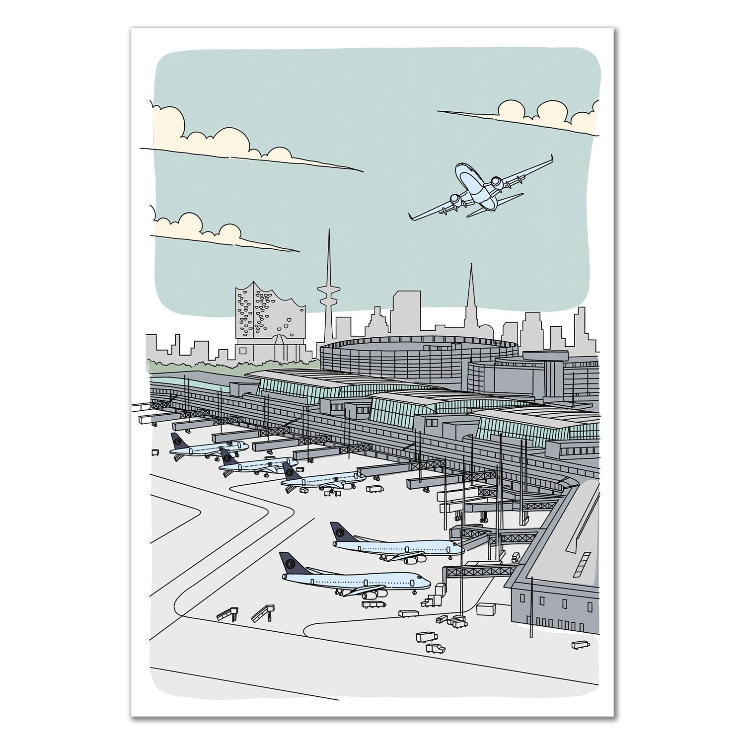 Flughafen Illustration - Hamburg