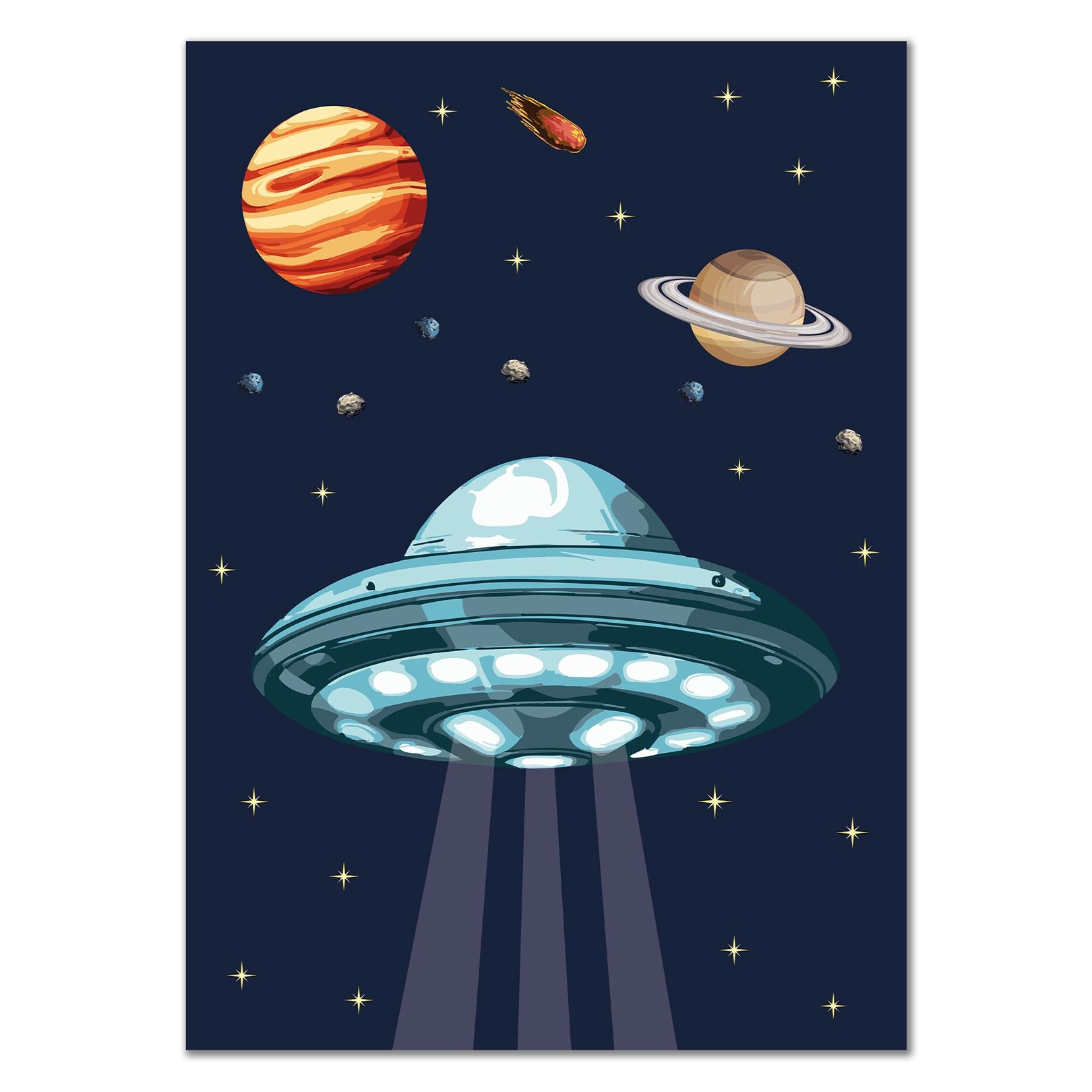 Weltraum Abenteuer Ufo Poster - Blau