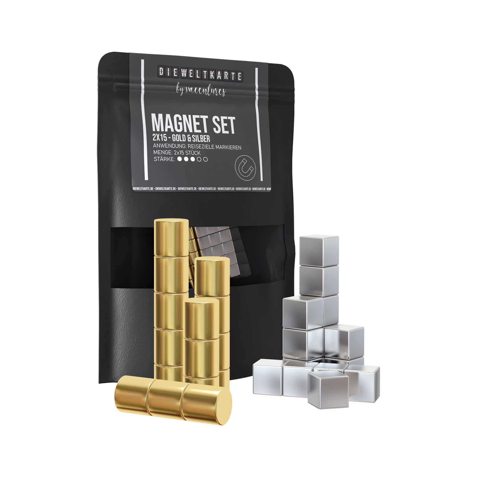 Magnet Set -  Gold & Silber - 2x15