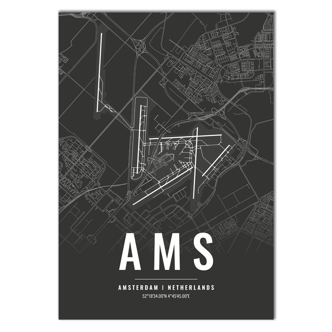 Flughafen Poster - AMS - Amsterdam