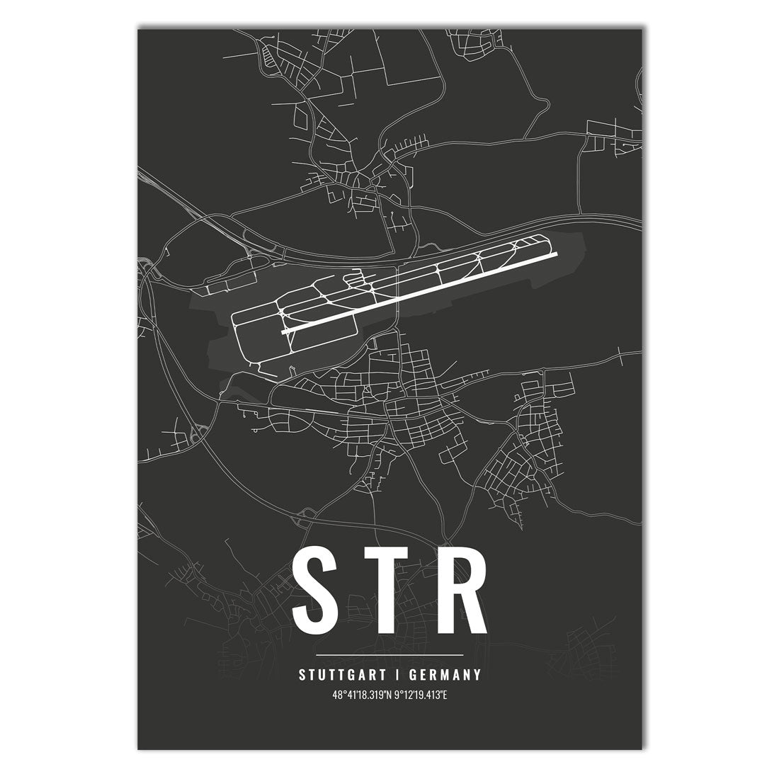 Flughafen Poster - STR - Stuttgart