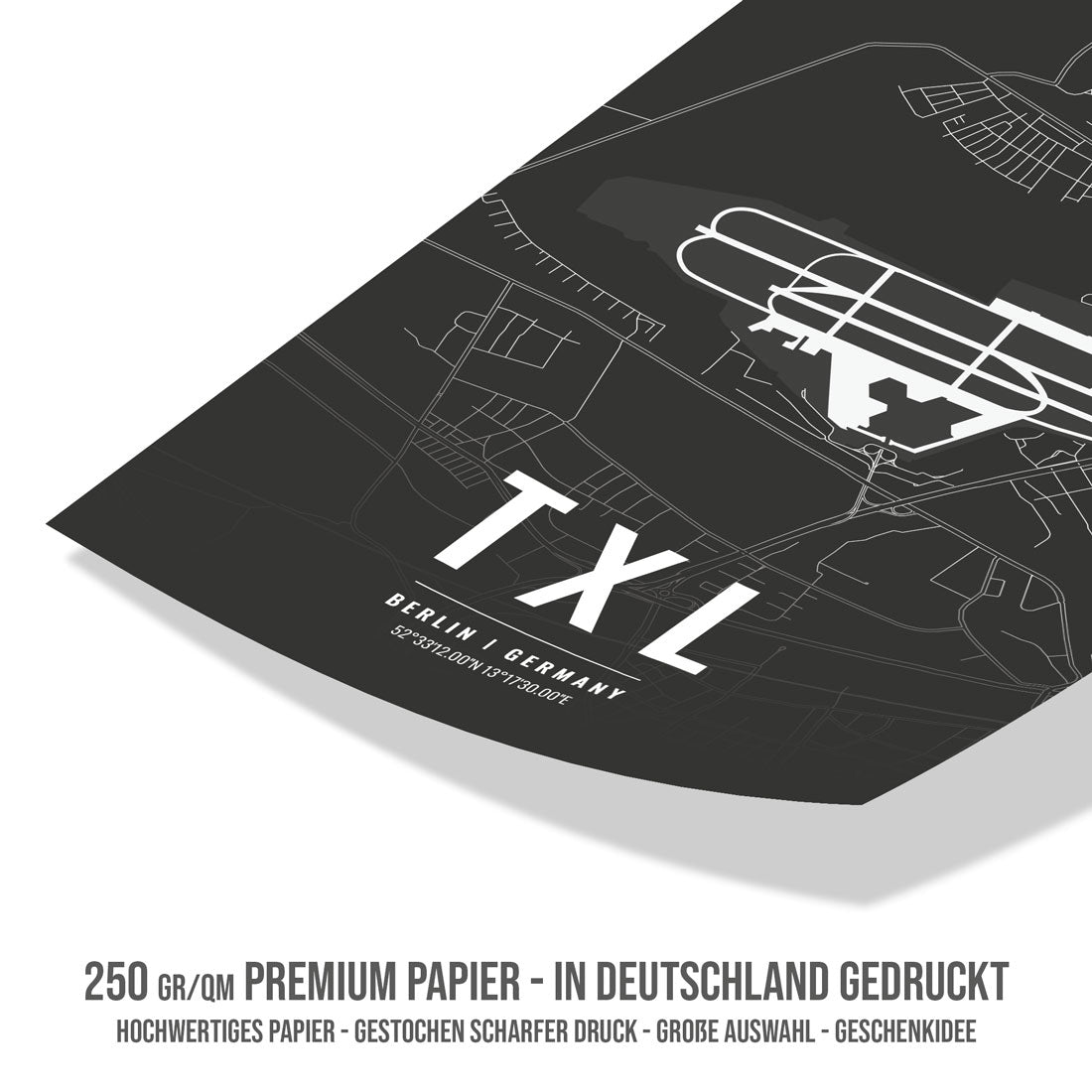 Flughafen Poster - TXL - Berlin Tegel - VACENTURES - Die Weltkarte